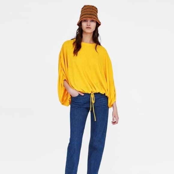 Zara flowy ruched sleeves cinch top - Picture 5 of 11